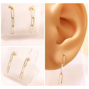 Authentic Real 18k Solid Yellow Gold Paper Clip Earrings